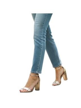 Madden Girl Beella Rose Gold Block Heel Ankle Strap Sandals Women's Size 7